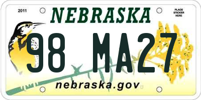 NE license plate 98MA27