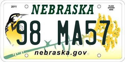 NE license plate 98MA57