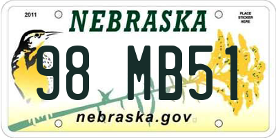 NE license plate 98MB51