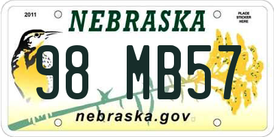 NE license plate 98MB57