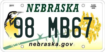 NE license plate 98MB67