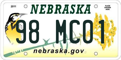 NE license plate 98MC01