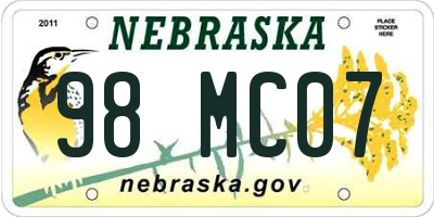 NE license plate 98MC07