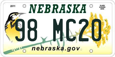 NE license plate 98MC20
