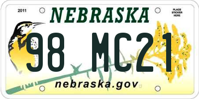NE license plate 98MC21