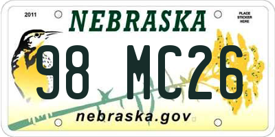 NE license plate 98MC26