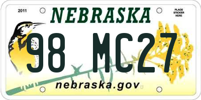 NE license plate 98MC27