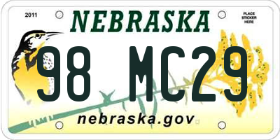 NE license plate 98MC29