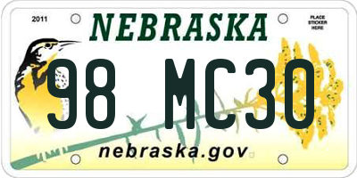 NE license plate 98MC30