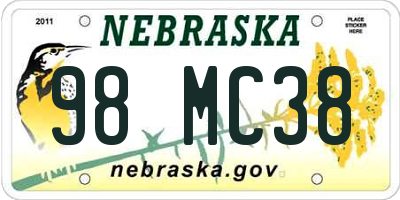 NE license plate 98MC38