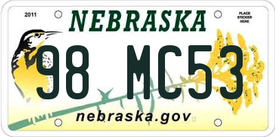 NE license plate 98MC53