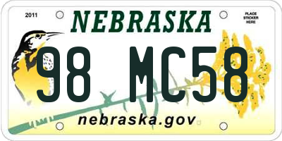 NE license plate 98MC58