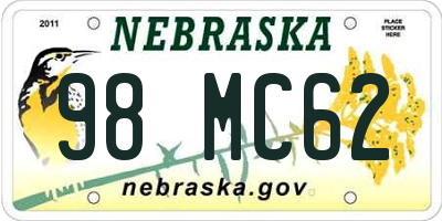 NE license plate 98MC62