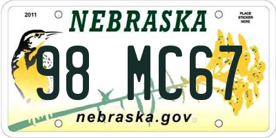 NE license plate 98MC67