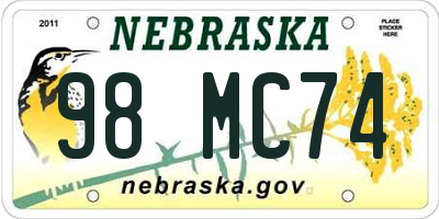 NE license plate 98MC74