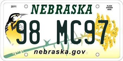 NE license plate 98MC97