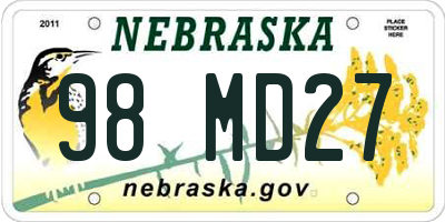 NE license plate 98MD27