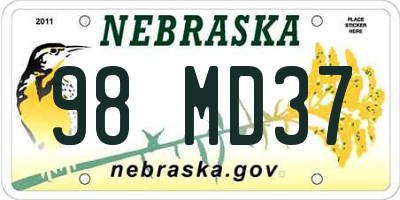 NE license plate 98MD37