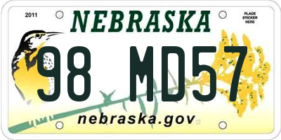 NE license plate 98MD57