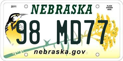 NE license plate 98MD77