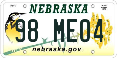 NE license plate 98ME04