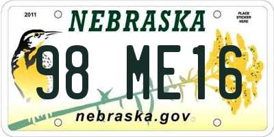 NE license plate 98ME16