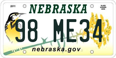NE license plate 98ME34