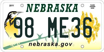 NE license plate 98ME36