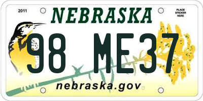 NE license plate 98ME37