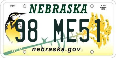NE license plate 98ME51