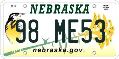 NE license plate 98ME53