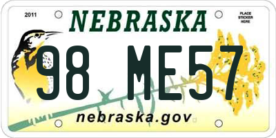 NE license plate 98ME57