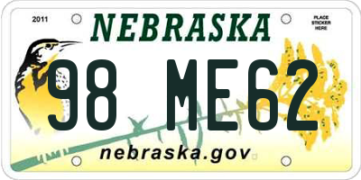 NE license plate 98ME62