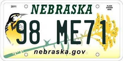 NE license plate 98ME71