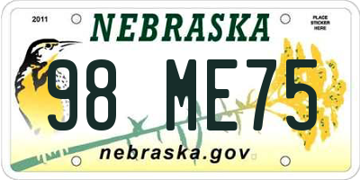 NE license plate 98ME75