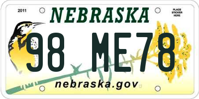 NE license plate 98ME78
