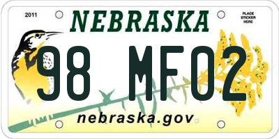 NE license plate 98MF02