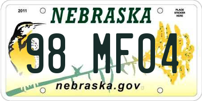 NE license plate 98MF04
