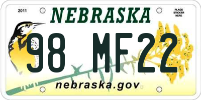 NE license plate 98MF22