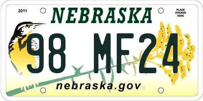 NE license plate 98MF24