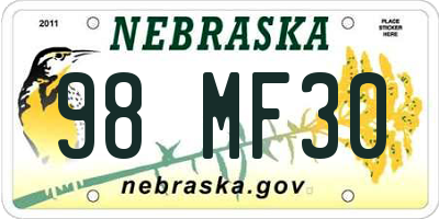 NE license plate 98MF30