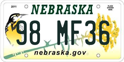 NE license plate 98MF36