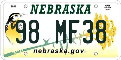 NE license plate 98MF38