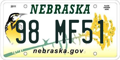 NE license plate 98MF51
