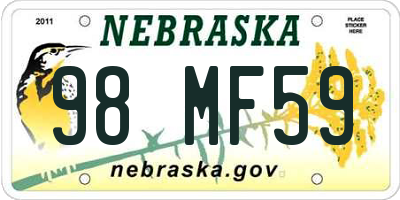 NE license plate 98MF59