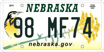 NE license plate 98MF74