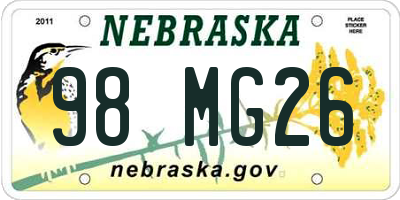 NE license plate 98MG26