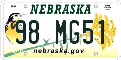 NE license plate 98MG51