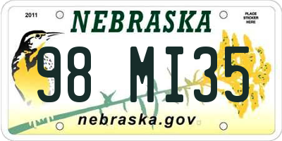 NE license plate 98MI35