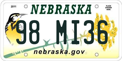 NE license plate 98MI36